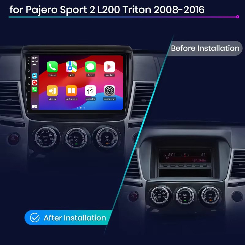 Navigatie Mitsubishi Pajero Sport 2 L200 Triton (2005-2015), Android, 2GB RAM 32GB, DSP, Carplay si Android auto, ecran 9 inch [2]