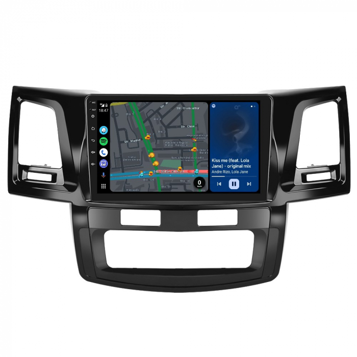 Navigatie Toyota Hilux (2005-2014), cu Android 12, 8GB RAM 128GB ROM, DSP, SIM 4G, CarPlay si Android Auto Wi-fi, Youtube, Waze, ecran HD 9 Inch [10]