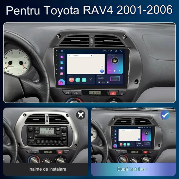 Navigatie Toyota RAV 4 (2001-2006), cu Android 12, 8GB RAM 128GB ROM,SIM 4G, DSP, CarPlay si Android Auto Wi-fi, ecran 9 inch [3]