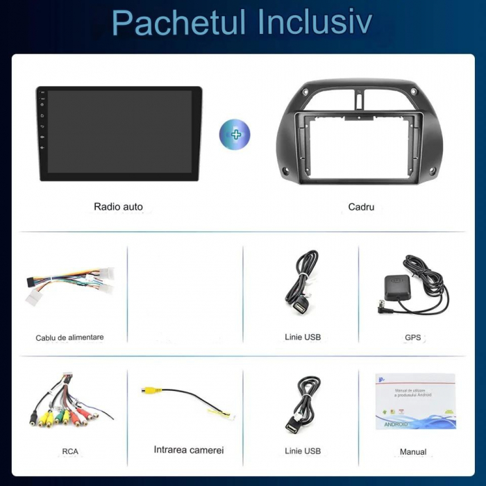 Navigatie Toyota RAV 4 (2001-2006), cu Android 12, 2GB RAM 32GB ROM,DSP, CarPlay si Android Auto Wi-fi, ecran 9 inch [6]
