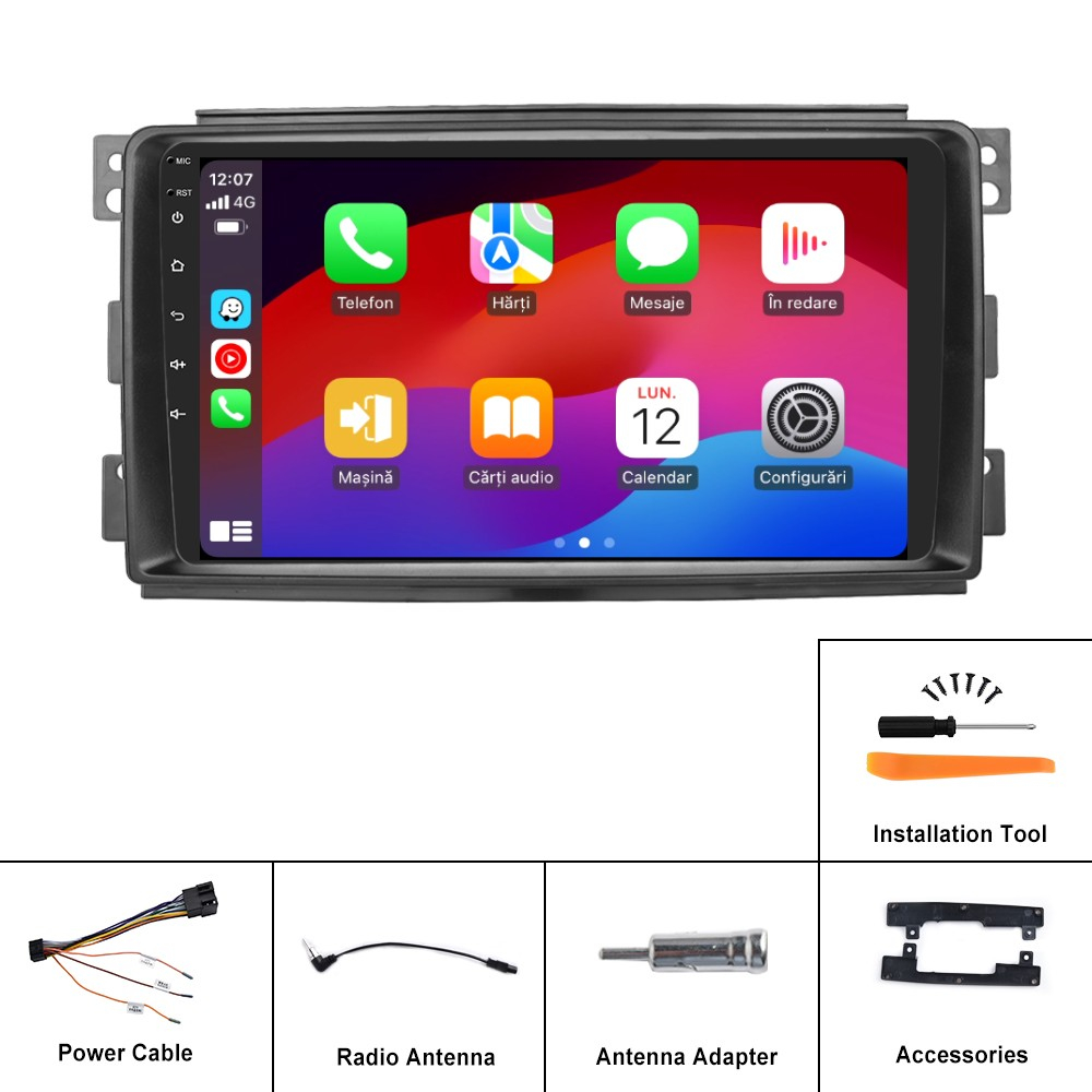 Navigatie Mercedes Benz Smart (2005-2010) cu Android, 2GB RAM 32GB ROM, DSP, ecran 9 Inch, Carplay si Android Auto [8]