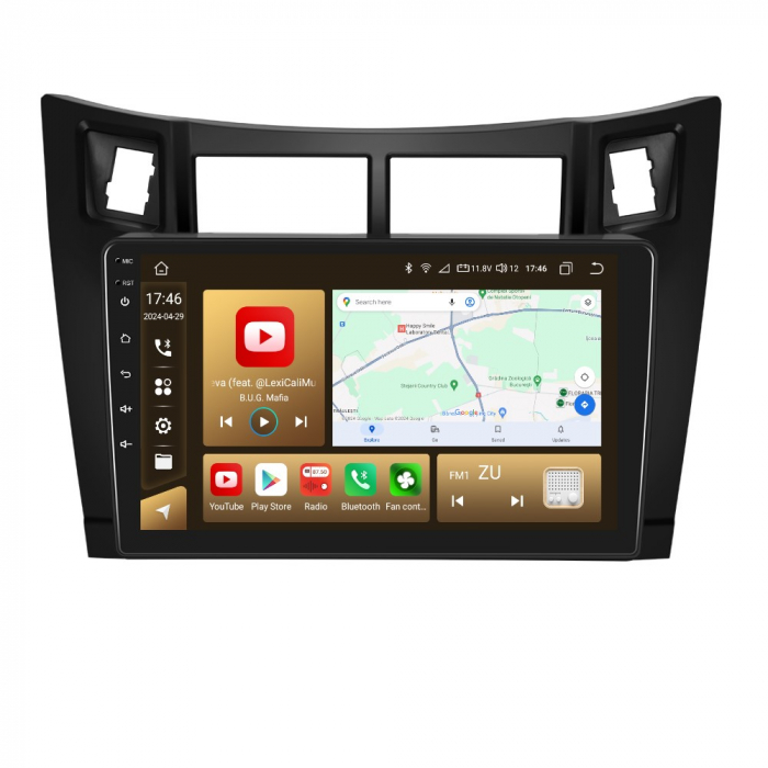 Navigatie Toyota Yaris (2006-2011), Android 12, 8GB RAM 128GB,SLOT SI 4G. DSP, Carplay si Android auto, ecran 9 inch [3]