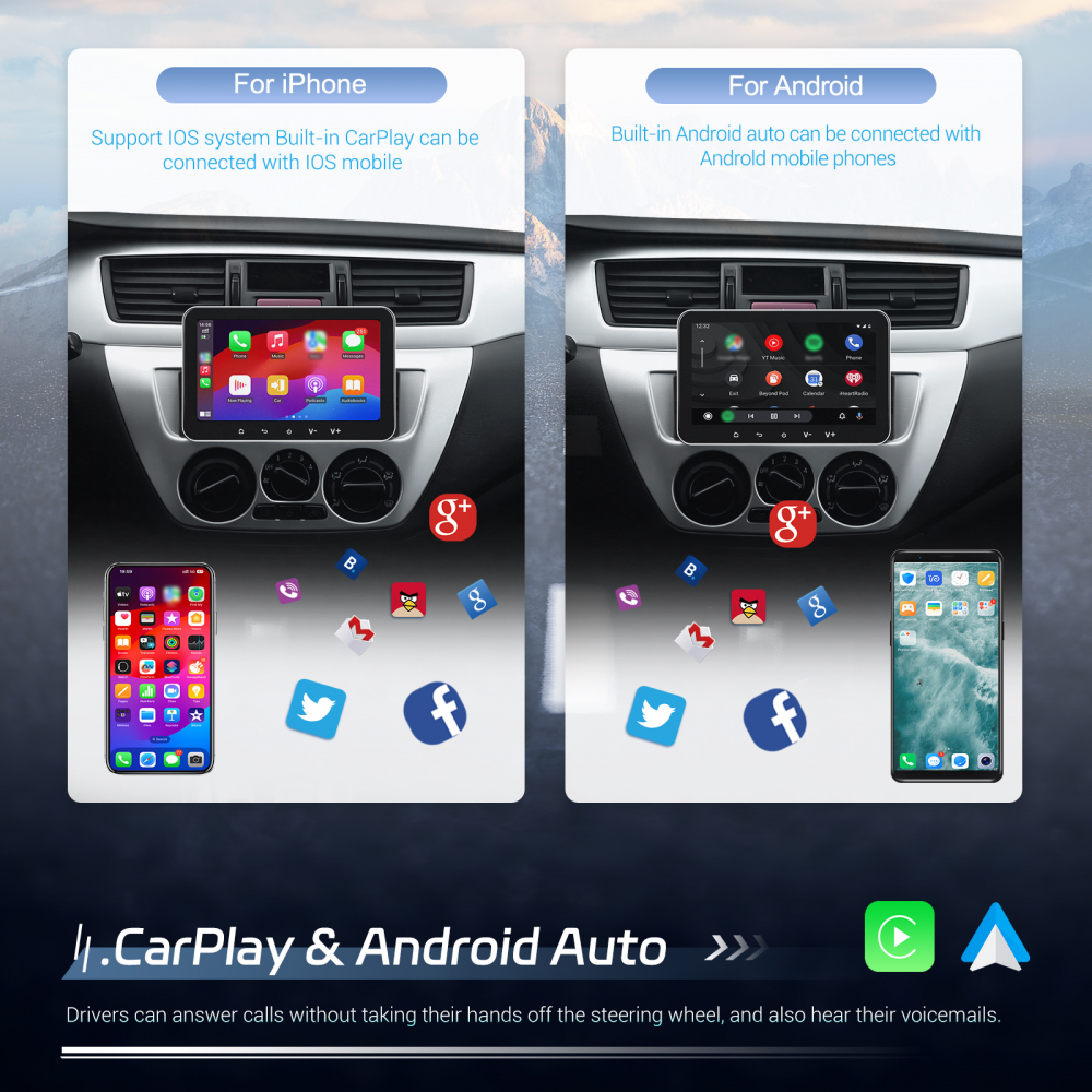 Navigatie Universala 1DIN, 2+32GB, Android 15, CarPlay si Android Auto, Topway, USB, Bluetooth ecran 7 inch negru [15]