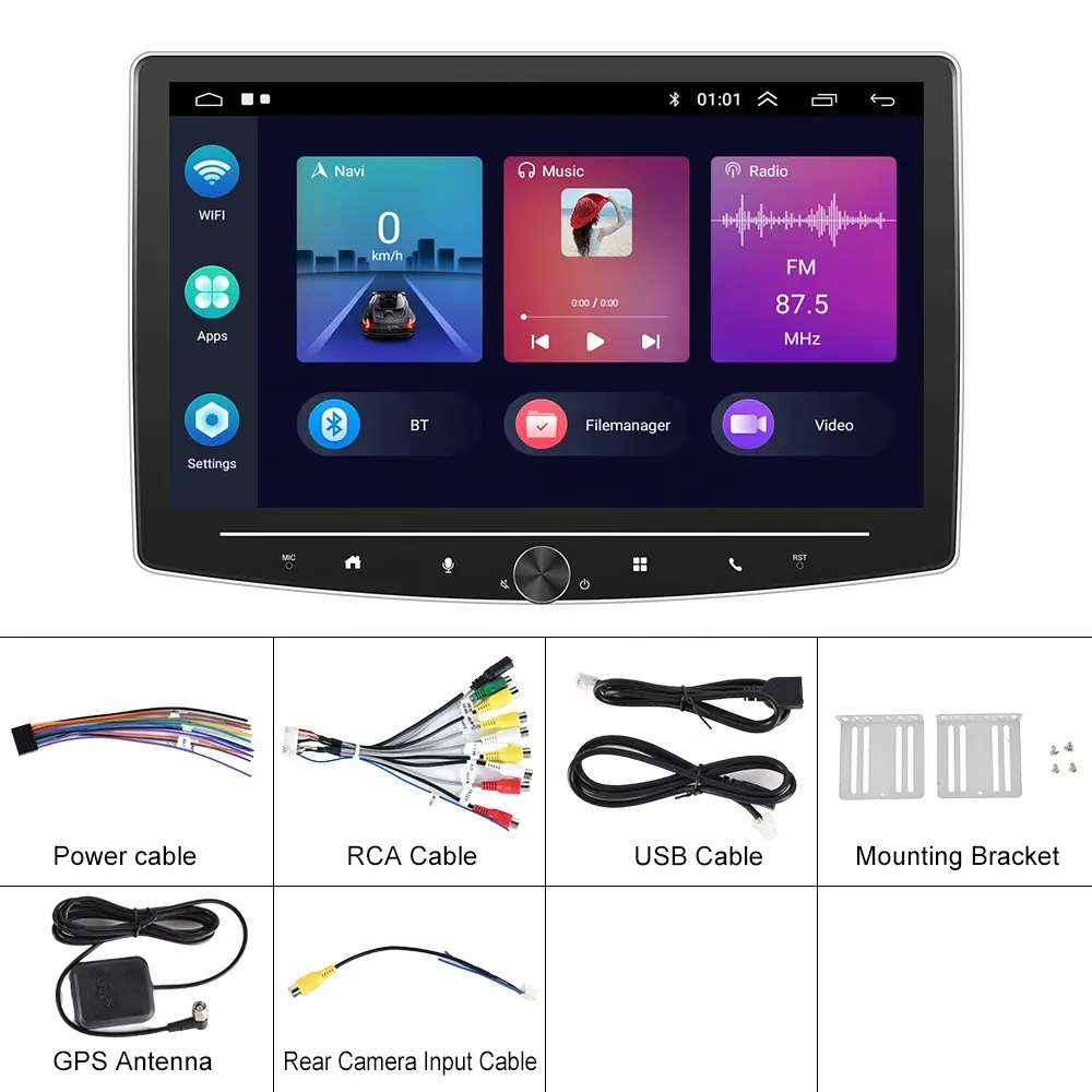 Navigatie universala 1DIN, 2GB 64GB, CarPlay si Android Auto wi-fi, Bluetooth, USB, Waze, Youtube, ecran rotativ 180°, 10.1 Inch [5]