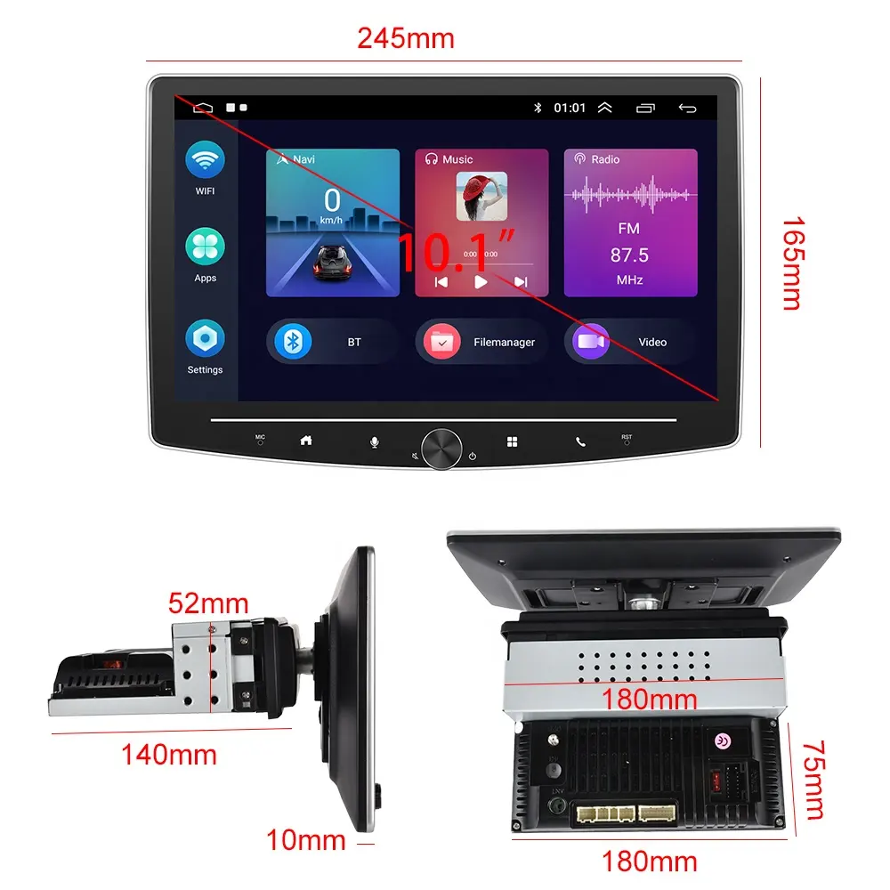 Navigatie universala 1DIN, 2GB 64GB, CarPlay si Android Auto wi-fi, Bluetooth, USB, Waze, Youtube, ecran rotativ 180°, 10.1 Inch [3]