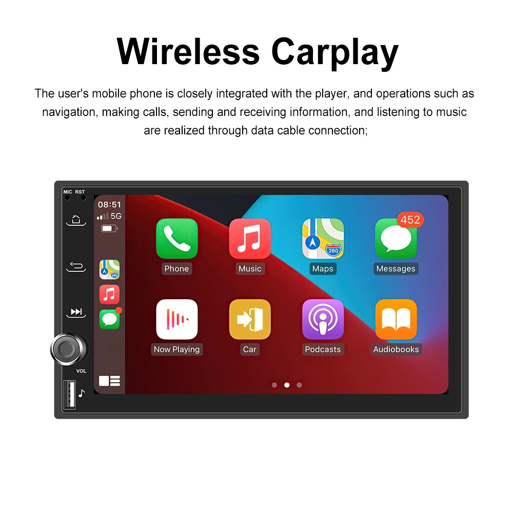Navigatie Universala 2DIN, 2GB RAM, CarPlay si Android Auto wifi, USB Frontal, DSP, ecran de 7 inch [3]