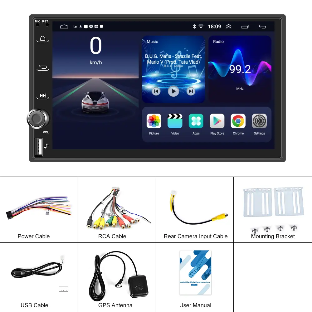 Navigatie Universala 2DIN, 2GB RAM, CarPlay si Android Auto wifi, USB Frontal, DSP, ecran de 7 inch [13]