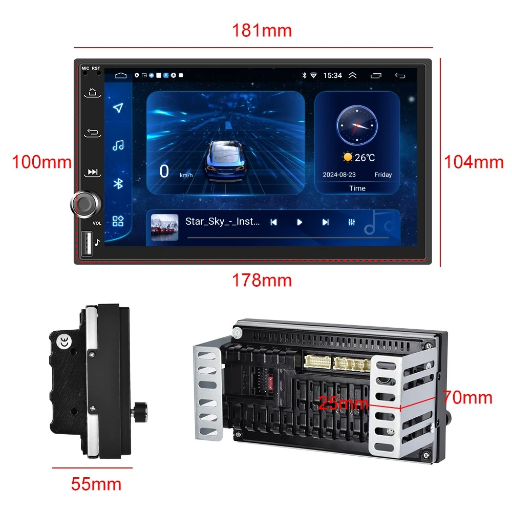 Navigatie Universala 2DIN, 2GB RAM, CarPlay si Android Auto wifi, USB Frontal, DSP, ecran de 7 inch [2]