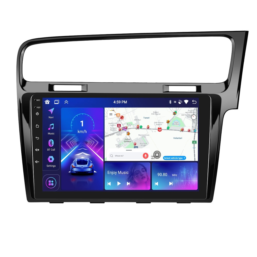 Navigatie Volkswagen Golf 7 (2012-2020) Android 12, 4GB RAM 64GB ROM, DSP, CarPlay si Android Auto Wi-fi, Youtube, Waze, ecran HD 10.1 Inch - NEGRU [1]