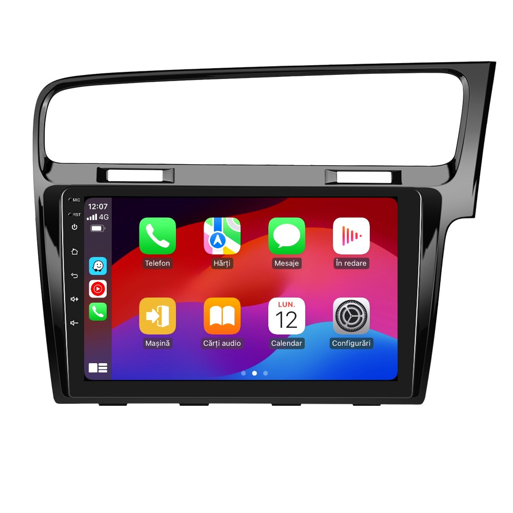 Navigatie Volkswagen GOLF 7 (2012-2020) Android 12, 8GB RAM 128GB, SLOT SIM 4G, DSP, CarPlay si Android Auto Wi-fi, Youtube, Waze, ecran HD 10.1 Inch - NEGRU [5]