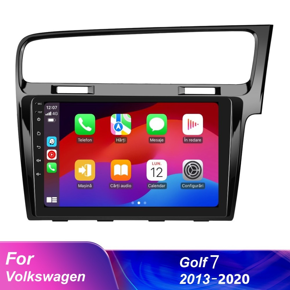 Navigatie Volkswagen GOLF 7 (2012-2020) Android 12, 8GB RAM 128GB, SLOT SIM 4G, DSP, CarPlay si Android Auto Wi-fi, Youtube, Waze, ecran HD 10.1 Inch - NEGRU [14]