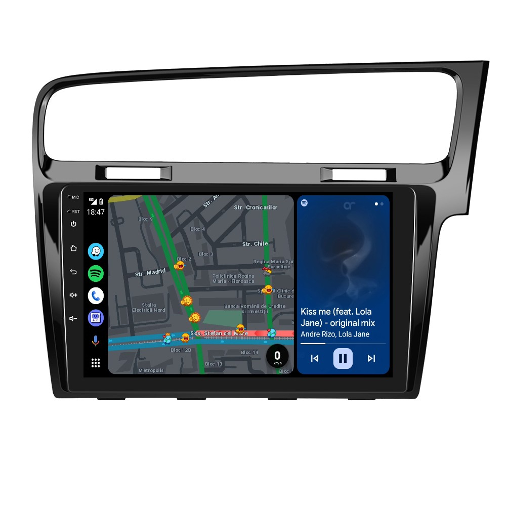 Navigatie Volkswagen GOLF 7 (2012-2020) Android 12, 8GB RAM 128GB, SLOT SIM 4G, DSP, CarPlay si Android Auto Wi-fi, Youtube, Waze, ecran HD 10.1 Inch - NEGRU [6]