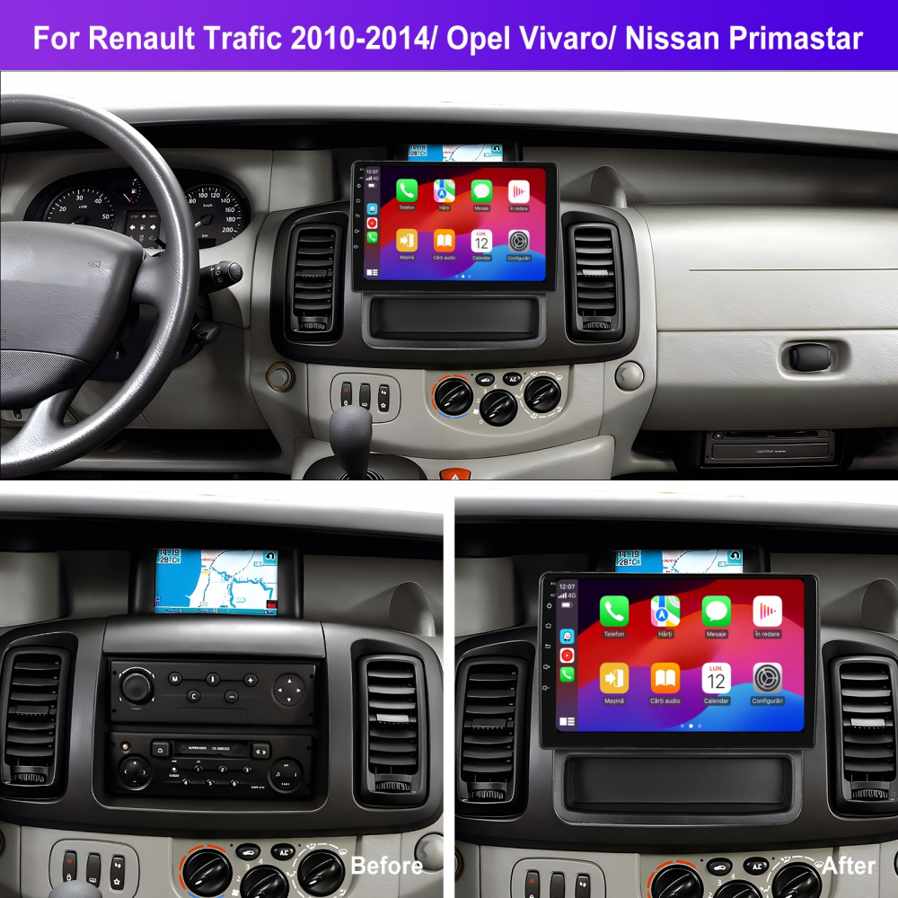Navigatie Renault Trafic,Opel Vivaro,Nissan Primastar (2010-2014) cu Android, 4GB RAM 64GB ROM, DSP, ecran 10,1 Inch, Carplay si Android Auto [2]