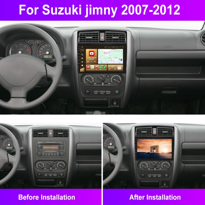 Navigatie Suzuki Jimny (2005-2018), Android 12, 8GB RAM 128GB, SLOT SIM 4G, DSP, Carplay si Android auto, ecran 9 inch [2]