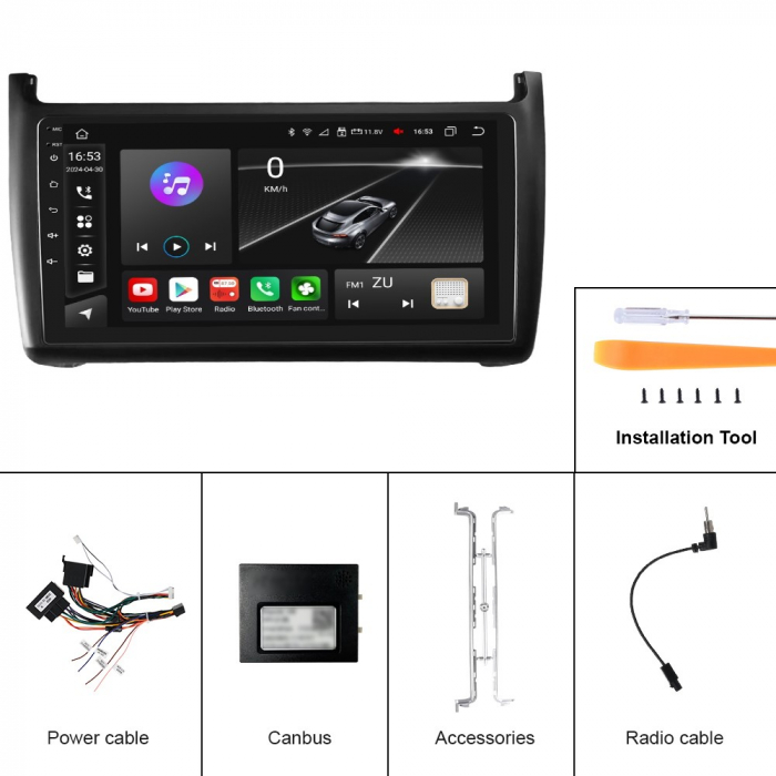 Navigatie Volkswagen POLO (2011-2016), Android 12, 4GB RAM 64GB ROM, 2.0 OCTA CORE, DSP, CarPlay si Android Auto, ecran 9 Inch [13]