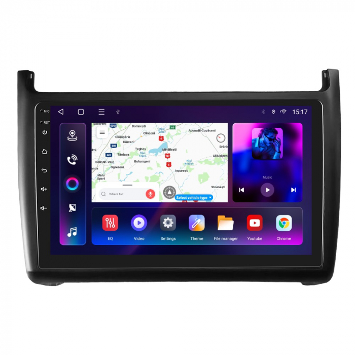 Navigatie Volkswagen POLO (2011-2016), Android 12, 4GB RAM 64GB ROM, SLOT SIM 4G, DSP, CarPlay si Android Auto, ecran 9 Inch [3]