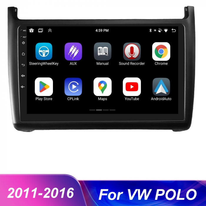 Navigatie Volkswagen POLO (2011-2016), Android 12, 4GB RAM 64GB ROM, SLOT SIM 4G, DSP, CarPlay si Android Auto, ecran 9 Inch [6]