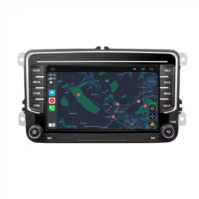 Navigatie Volkswagen|Skoda|Seat cu Android 13, CarPlay si Android Auto, dedicata Golf 5, Golf 6, Jetta, Passat B6, CC, B7, Polo, Tiguan, Touran, Skoda, Seat ecran 7 inch [12]