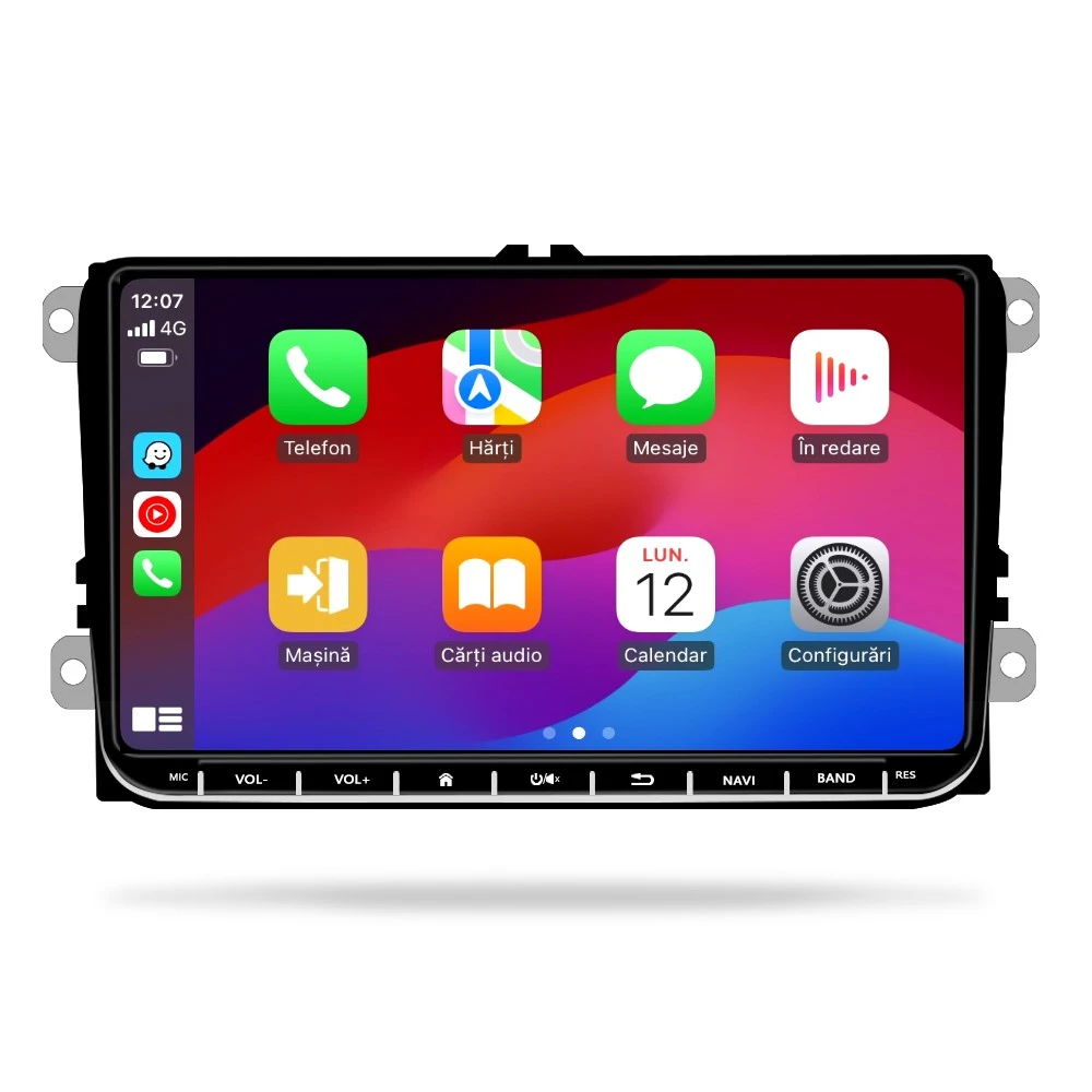 Navigatie dedicata Volkseagen, Skoda, Seat cu Android 4 GB RAM 32 GB ROM, Slot SIM 4G, DSP, CarPlay si Android Auto wi-fi, ecran de 9 inch [4]