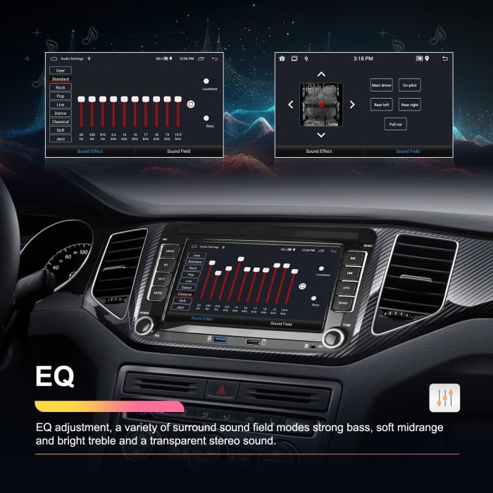 Navigatie Volkswagen|Skoda|Seat cu Android 10, Ecran de 7 Inch, 7 culori, 2x USB Frontal, dedicata Golf 5, Golf 6, Jetta, Passat B6, CC, B7, Polo, Tiguan, Touran, Skoda, Seat [7]