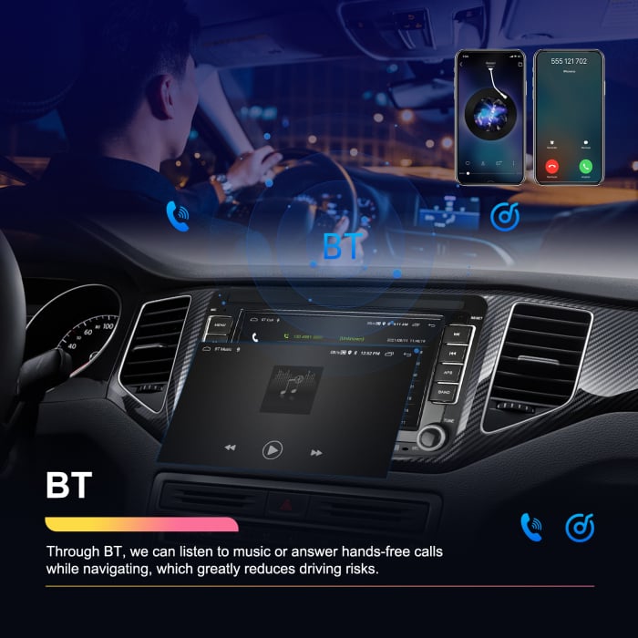 Navigatie Volkswagen|Skoda|Seat cu Android 10, Ecran de 7 Inch, 7 culori, 2x USB Frontal, dedicata Golf 5, Golf 6, Jetta, Passat B6, CC, B7, Polo, Tiguan, Touran, Skoda, Seat [10]