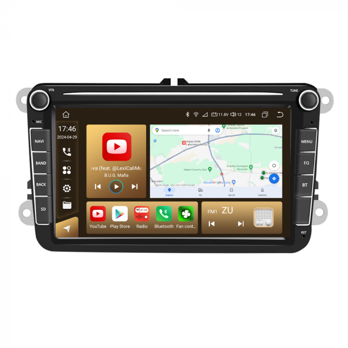 Navigatie Volkswagen|Skoda|Seat cu Android 12, 4GB RAM 64GB ROM, DSP, Slot SIM 4G, Ecran de 8 Inch, dedicata Golf 5, Golf 6, Jetta, Passat B6, CC, B7, Polo, Tiguan, Touran, Skoda, Seat [6]