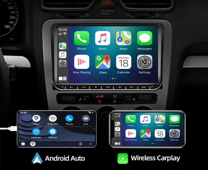 Navigatie Volkswagen|Skoda|Seat cu Android 13, Carplay, 4GB RAM 64GB ROM DSP, SIM 4G, Ecran de 9 inch, dedicata Golf 5, Golf 6, Jetta, Passat B6, CC, B7, Polo, Tiguan, Touran, Skoda, Seat [9]