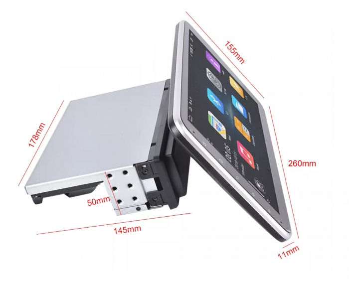 Navigatie Universala 1DIN, Android 12, 2GB 64GB, ecran rotativ 180°, Carplay si Android Auto Wi-fi, ecran 10.1 inch [9]