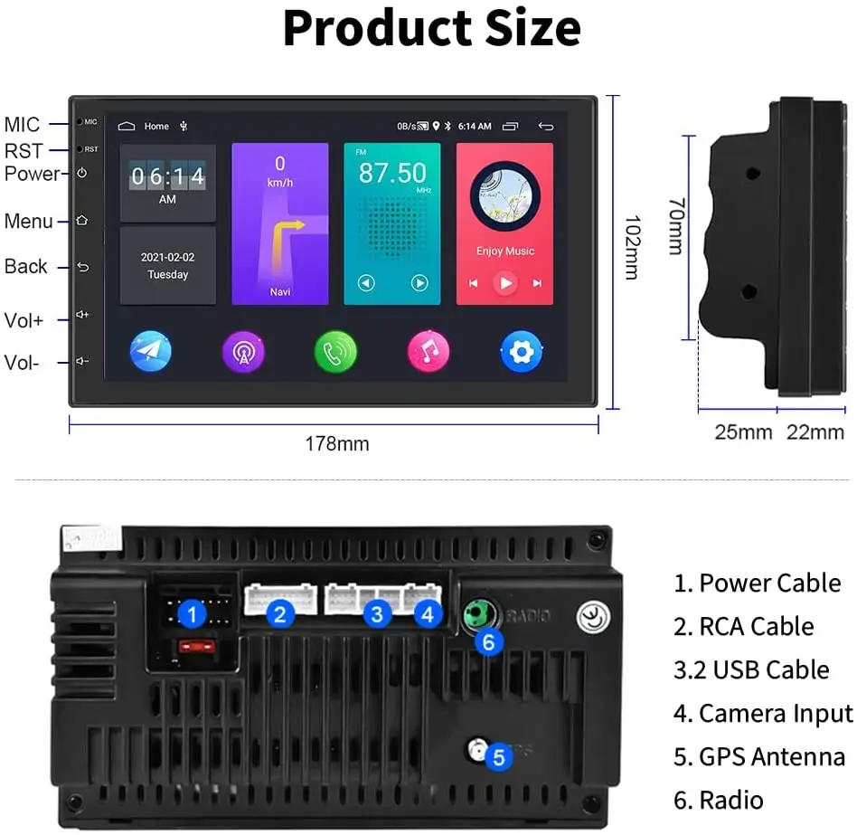 Navigatie Volkswagen|Skoda|Seat cu Android 11, Ecran de 7 Inch, 2GB RAM 32 GB ROM dedicata Golf 5, Golf 6, Jetta, Passat B6, CC, B7, Polo, Tiguan, Touran, Skoda, Seat [4]