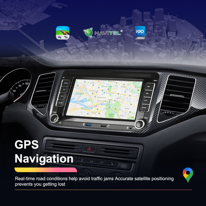 Navigatie Volkswagen|Skoda|Seat cu Android 13, 2+64 GB, RDS, CarPlay si Android Auto, dedicata Golf 5, Golf 6, Jetta, Passat B6, CC, B7, Polo, Tiguan, Touran, Skoda, Seat ecran 7 inch [11]