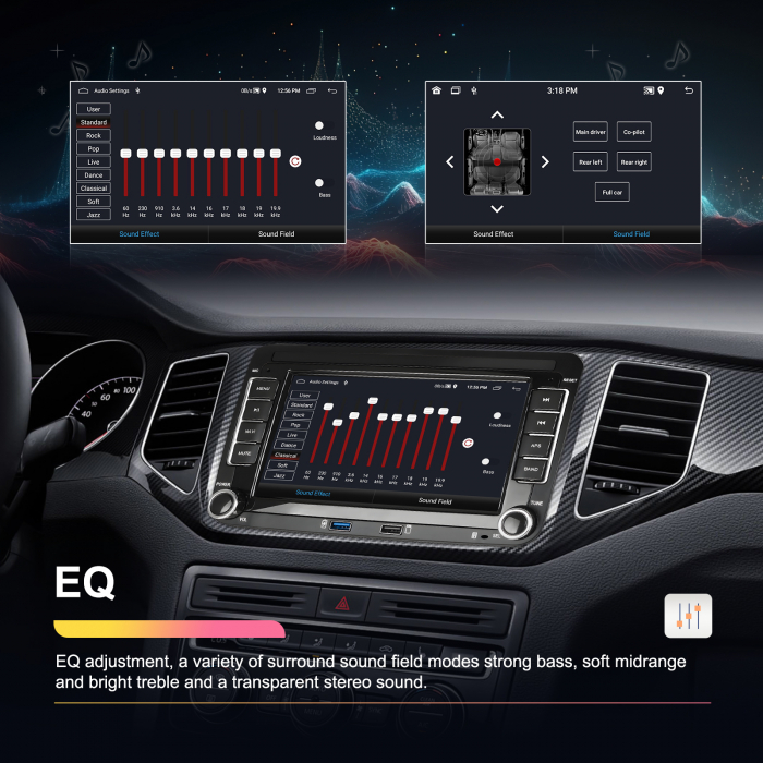 Navigatie Volkswagen|Skoda|Seat cu Android 13, 2+64 GB, RDS, CarPlay si Android Auto, dedicata Golf 5, Golf 6, Jetta, Passat B6, CC, B7, Polo, Tiguan, Touran, Skoda, Seat ecran 7 inch [6]