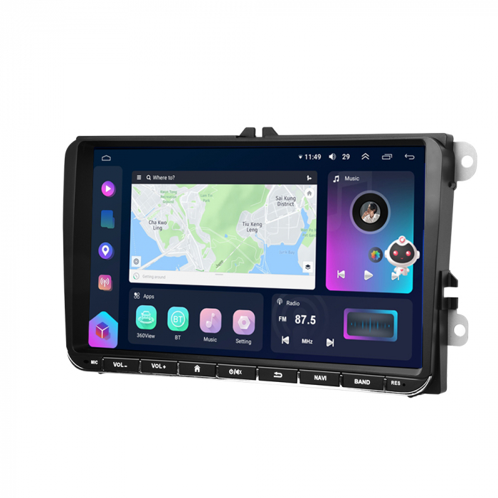 Navigatie Volkswagen|Skoda|Seat cu Android 13, 8GB 128G, SLOT SIM 4G, CarPlay si Android Auto, dedicata Golf 5, Golf 6, Jetta, Passat B6, CC, B7, Polo, Tiguan, Touran, Skoda, Seat ecran QLED 9 inch [8]