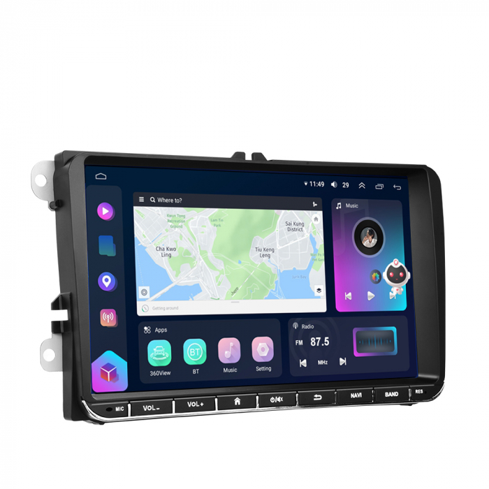 Navigatie Volkswagen|Skoda|Seat cu Android 13, 8GB 128G, SLOT SIM 4G, CarPlay si Android Auto, dedicata Golf 5, Golf 6, Jetta, Passat B6, CC, B7, Polo, Tiguan, Touran, Skoda, Seat ecran QLED 9 inch [13]