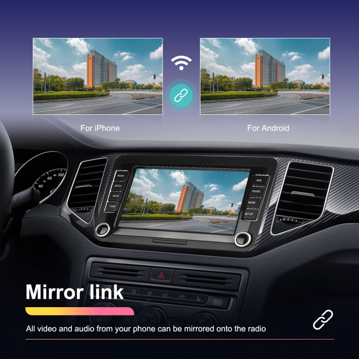 Navigatie Volkswagen|Skoda|Seat cu Android 13,2GB ROM 64GB, RDS, CarPlay si Android Auto, dedicata Golf 5, Golf 6, Jetta, Passat B6, CC, B7, Polo, Tiguan, Touran, Skoda, Seat ecran 7 inch [22]