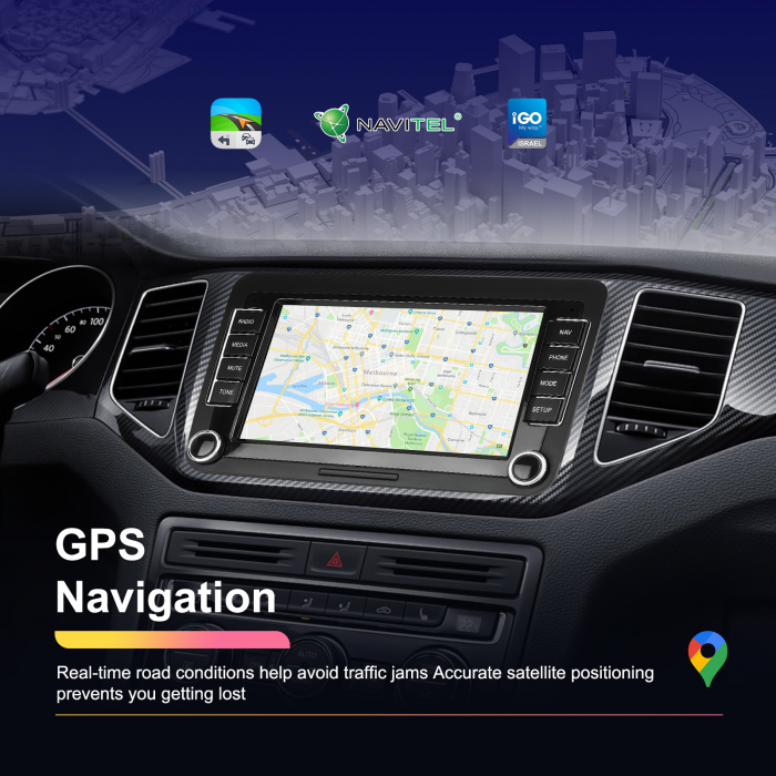 Navigatie Volkswagen|Skoda|Seat cu Android 13,2GB ROM 64GB, RDS, CarPlay si Android Auto, dedicata Golf 5, Golf 6, Jetta, Passat B6, CC, B7, Polo, Tiguan, Touran, Skoda, Seat ecran 7 inch [18]