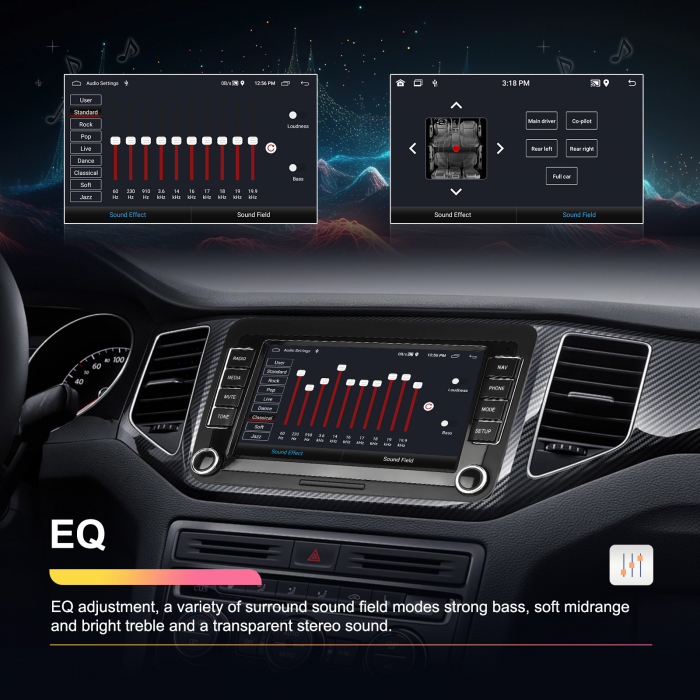 Navigatie Volkswagen|Skoda|Seat cu Android 13,2GB ROM 64GB, RDS, CarPlay si Android Auto, dedicata Golf 5, Golf 6, Jetta, Passat B6, CC, B7, Polo, Tiguan, Touran, Skoda, Seat ecran 7 inch [27]