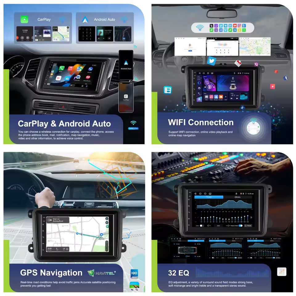 Navigatie Volkswagen|Skoda|Seat cu Android,4GB ROM 64GB CarPlay si Android Auto, dedicata Golf 5, Golf 6, Jetta, Passat B6, CC, B7, Polo, Tiguan, Touran, Skoda, Seat ecran 7 inch [2]