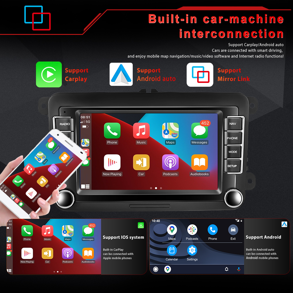 Navigatie Volkswagen|Skoda|Seat cu Android 12, 8 GB 128 GB SIM 4G, Carplay si Android Auto, DSP, Ecran 7 inch [13]