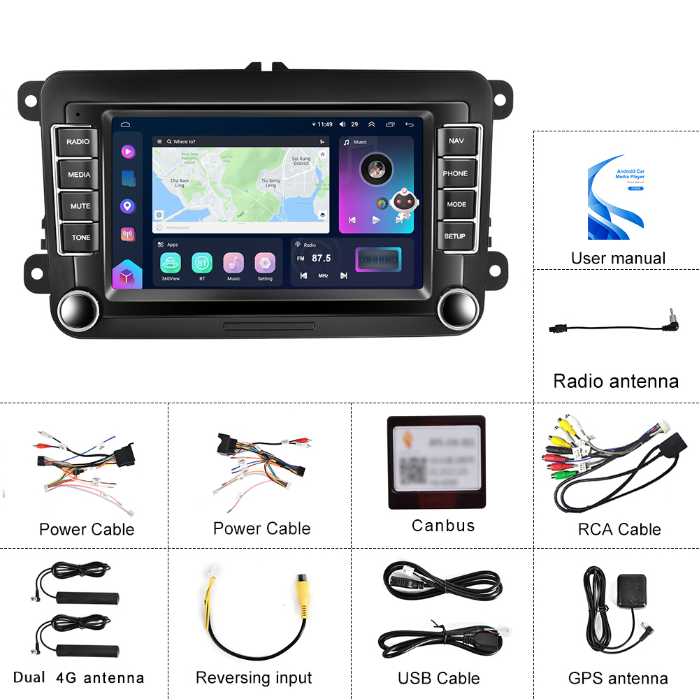 Navigatie Volkswagen|Skoda|Seat cu Android 12, 8 GB 128 GB SIM 4G, Carplay si Android Auto, DSP, Ecran 7 inch [18]