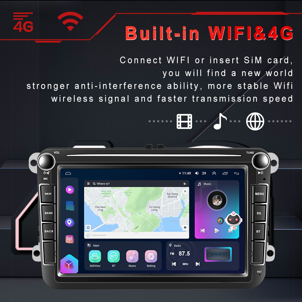 Navigatie Volkswagen|Skoda|Seat cu Android 12, 8 GB 128 GB SIM 4G, Carplay si Android Auto, DSP, Ecran 7 inch [7]