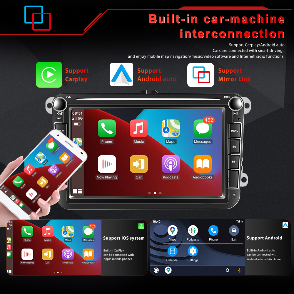 Navigatie Volkswagen|Skoda|Seat cu Android 12, 8 GB 128 GB SIM 4G, Carplay si Android Auto, DSP, Ecran 7 inch [3]