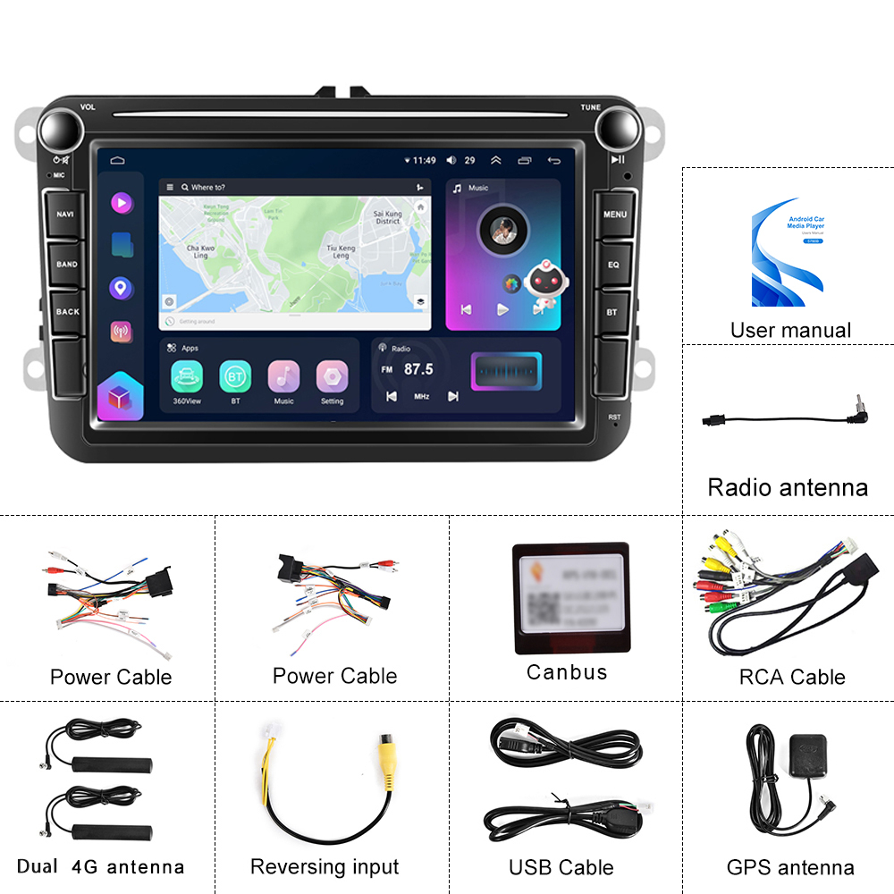 Navigatie Volkswagen|Skoda|Seat cu Android 12, 8 GB 128 GB SIM 4G, Carplay si Android Auto, DSP, Ecran 7 inch [8]