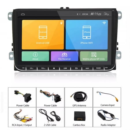 Navigatie Volkswagen|Skoda|Seat cu Android, Ecran de 9 Inch, dedicata Golf 5, Golf 6, Jetta, Passat B6, CC, B7, Polo, Tiguan, Touran, Skoda, Seat [6]
