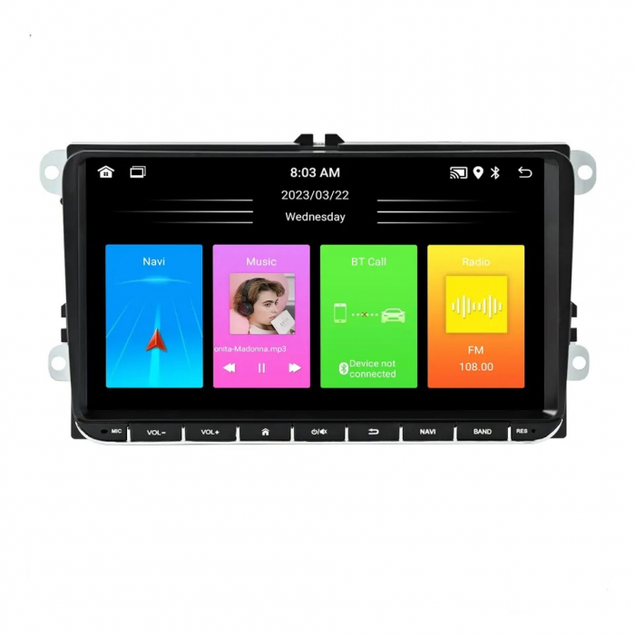 Navigatie Volkswagen|Skoda|Seat cu Android, Ecran de 9 Inch, dedicata Golf 5, Golf 6, Jetta, Passat B6, CC, B7, Polo, Tiguan, Touran, Skoda, Seat [2]