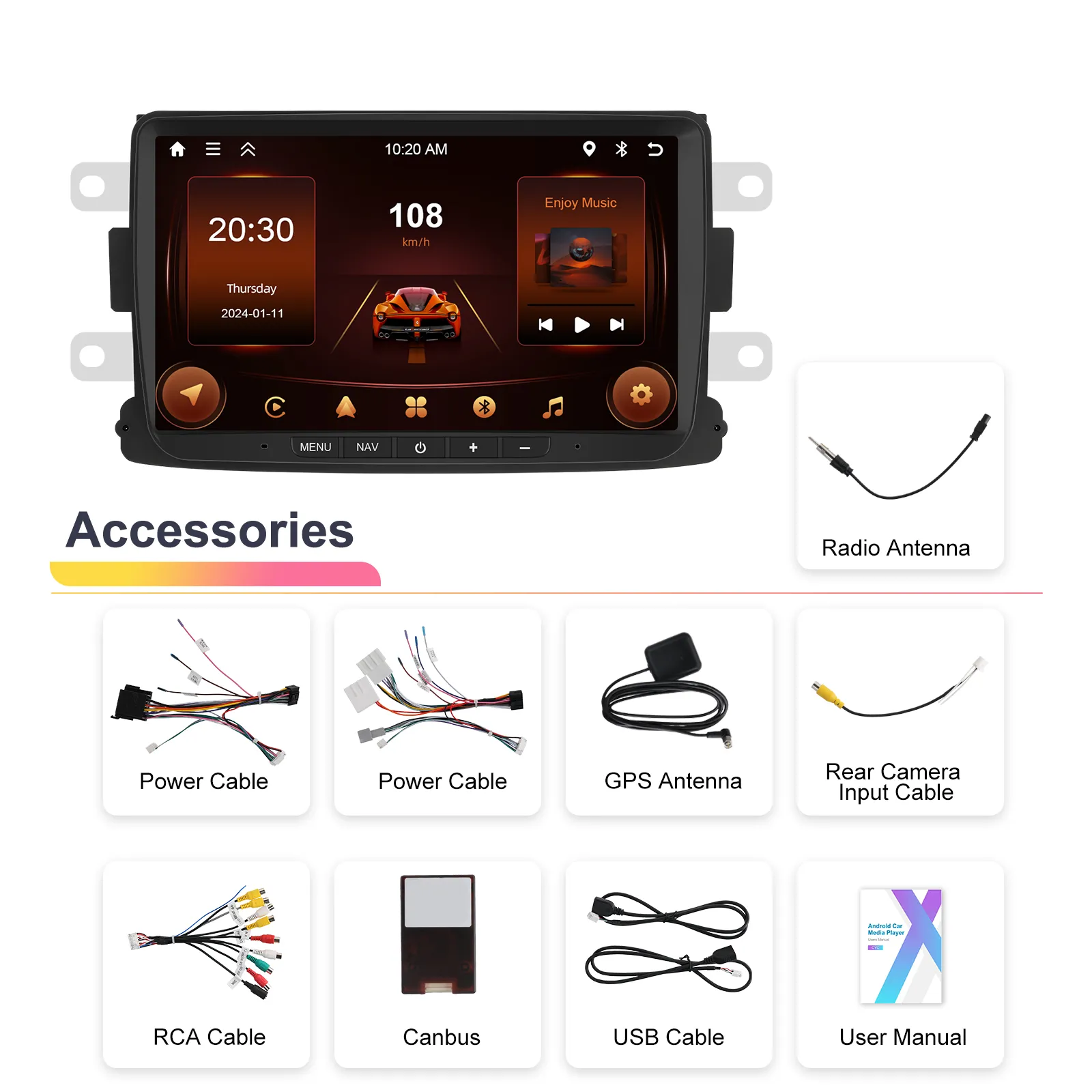 Navigatie Dacia Logan, Duster, Sandero (2012-2020) cu Android 13 ,2GB ROM 64GB, RDS, CarPlay si Android Auto, ecran 7 inch [10]