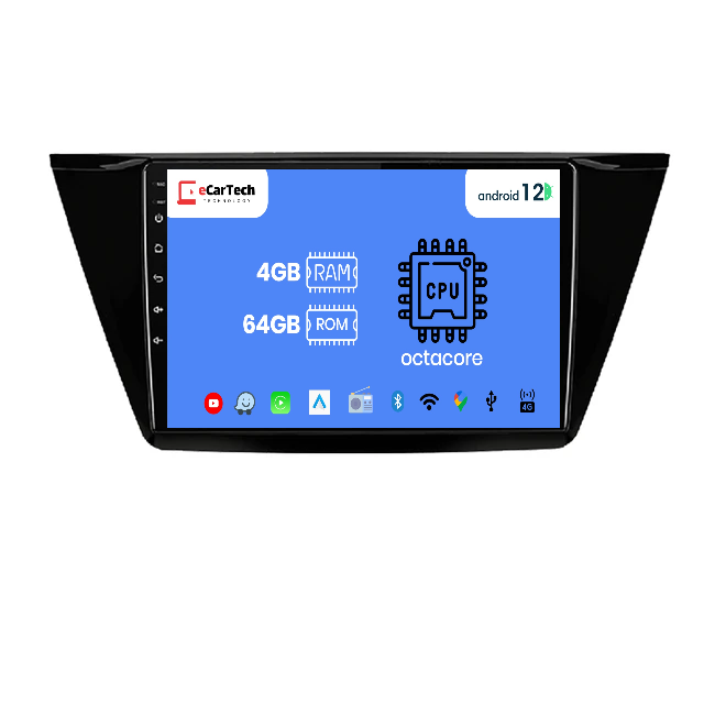 Navigatie Touran (2016-2020), Android 12 4GB RAM 64GB ROM, SIM 4G, DSP CarPlay si Android Auto Wi-fi, Youtube, Waze, ecran 10.1 inch [4]