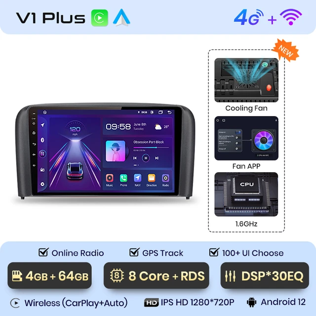 Navigatie Volvo S80 (1998-2006) o 12, 4GB 64GB Carplay si Android Auto, DSP, Ecran 9 inch [2]