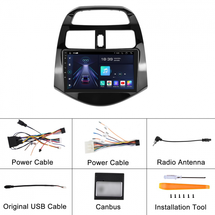 Navigatie Chevrolet Spark (2011-2014), Android 12, 8GB RAM 128GB, SIM 4G, DSP, Carplay si Android auto, ecran 9 inch [8]