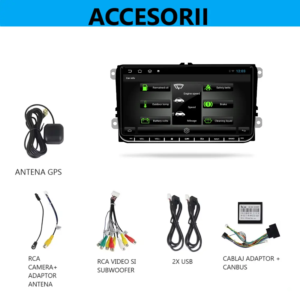 Navigatie VW,Skoda,Seat cu Android 13, CarPlay si Android Auto, dedicata Golf 5, Golf 6, Jetta, Passat B6, CC, B7, Polo, Tiguan, Touran, Skoda, Seat ecran 9 inch [8]