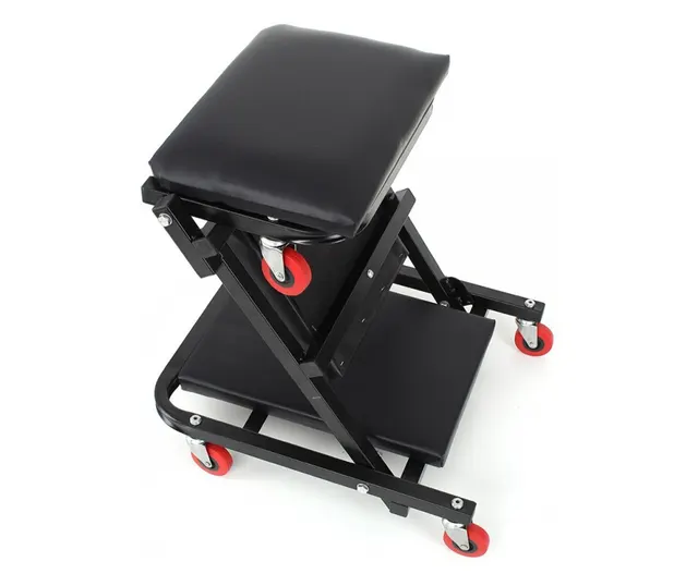 Pat Mobil 2 in 1,scaun pentru Service Auto– Reglabil, 150 kg, cu Roți Pivotante [6]